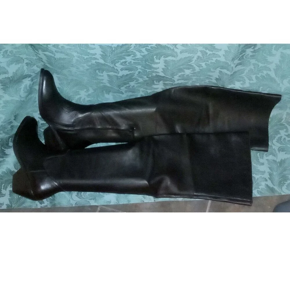 NEW size 8-8.5 Ecote Fiona Over The Knee Black Leather boots
